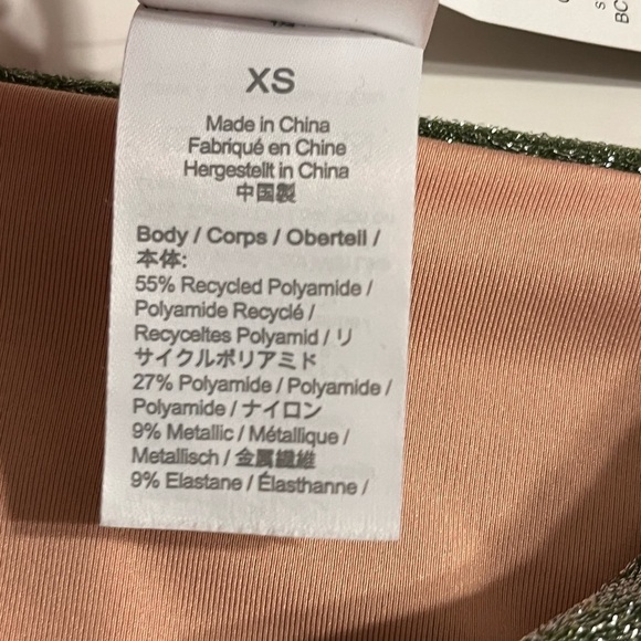 NWT J.Crew high-cut tie-waist bikini bottom seaweed green w/ glitter XS - Picture 6 of 7